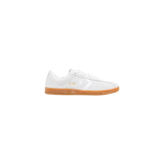 Converse white leather low top sneaker with a gum sole