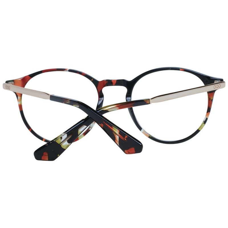 Brown tortoiseshell acetate glasses frames with round rims and folded gold-tone temples