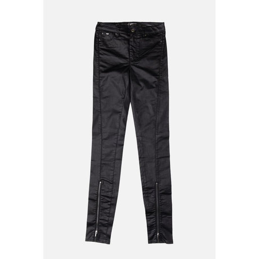 Black cotton skinny jeans with ankle zippers
