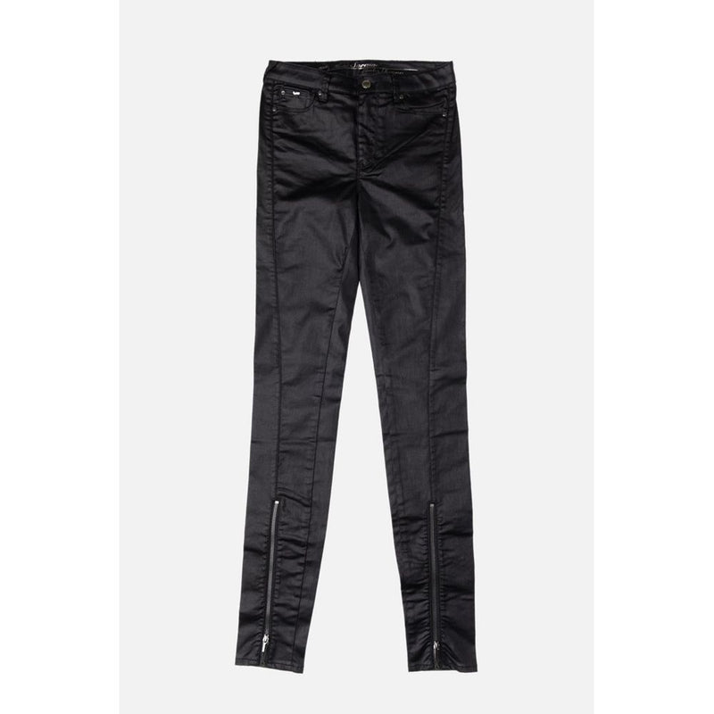 Black cotton skinny jeans with ankle zippers