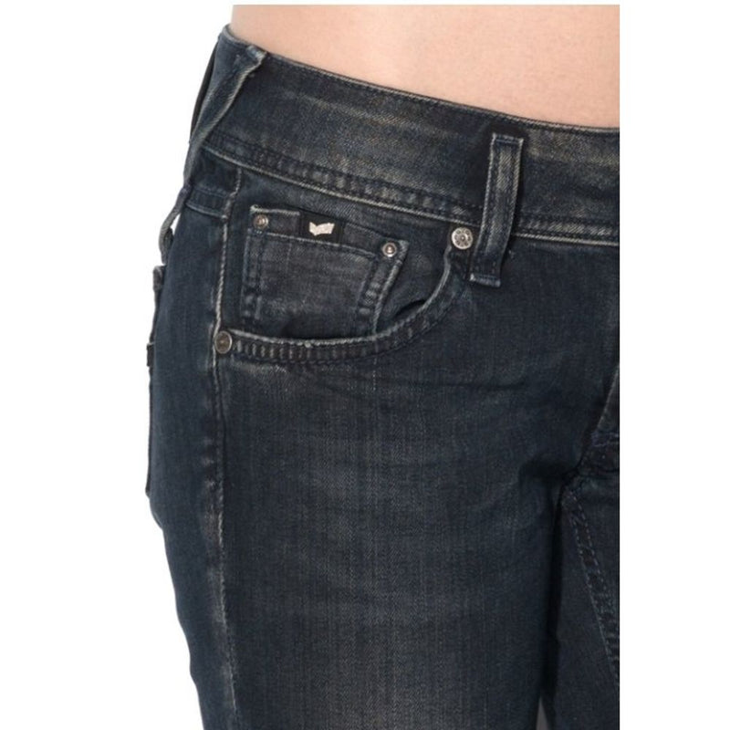 Dark blue cotton skinny jeans with a coin pocket and belt loops