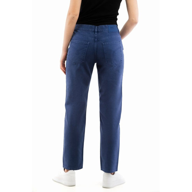 Moschino blue cotton straight-leg jeans viewed from the back