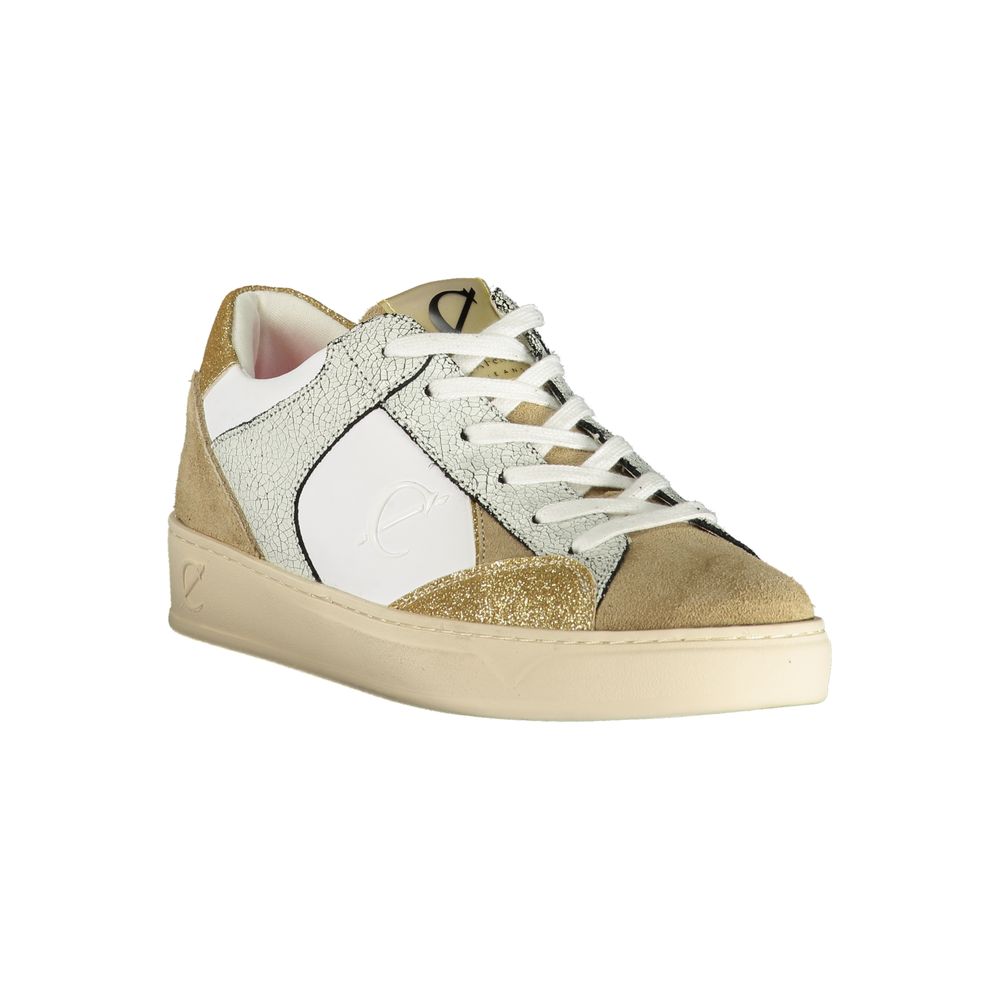 White Polyester Low Top Sneakers