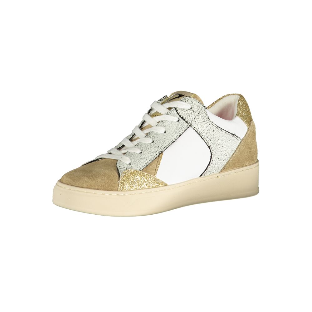 White Polyester Low Top Sneakers