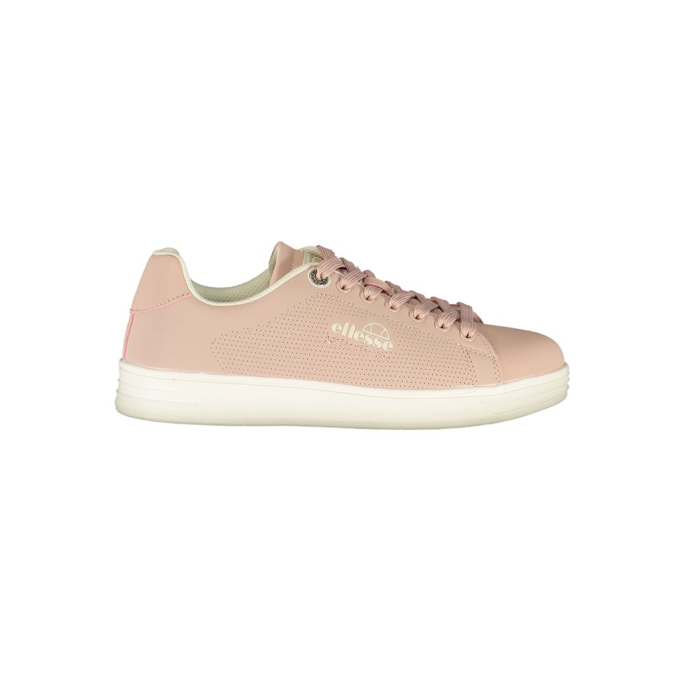 Ellesse Rosa women's sneaker in blush pink polyurethane with a low-top, perforated casual style and white sole.