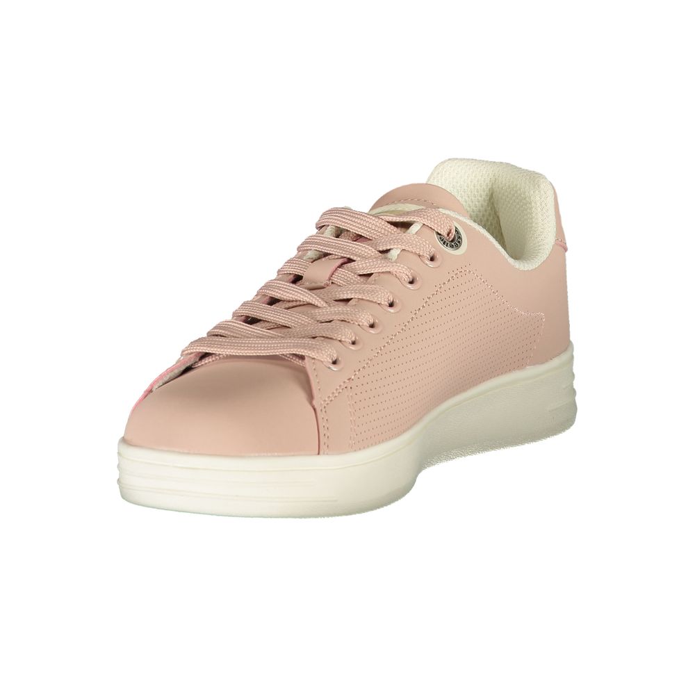 Ellesse Rosa women's sneaker in light pink polyurethane with a perforated design and white flat sole.