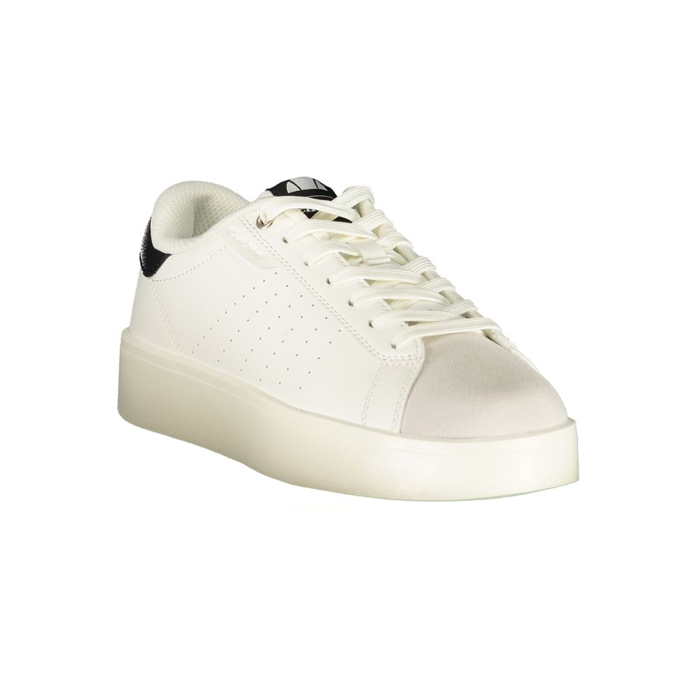 White Polyester Athletic Sneakers
