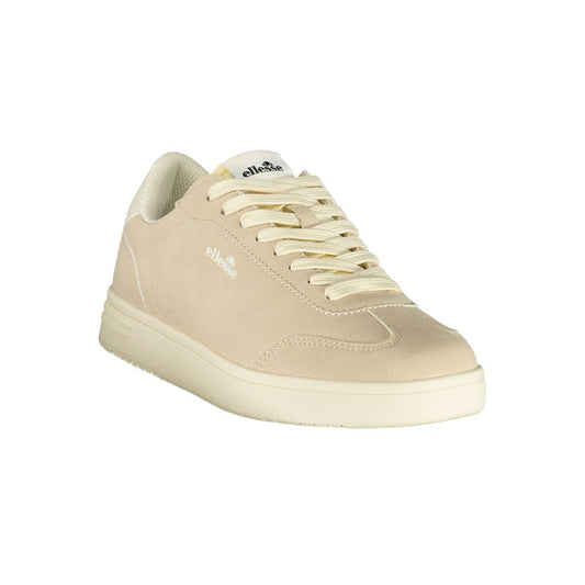 Beige Ellesse women's sneaker in smooth polyurethane with a casual low-top lace-up design and white rubber sole.