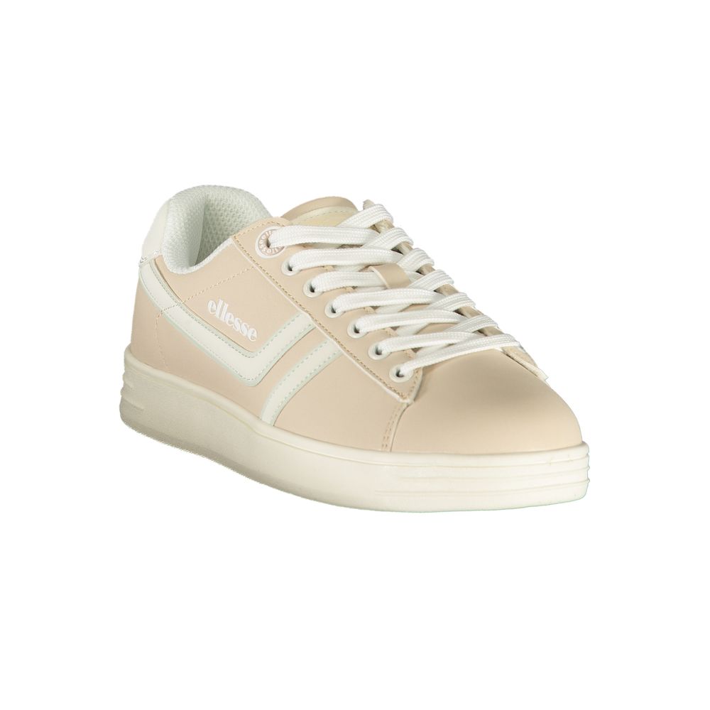 Beige polyurethane Ellesse Rosa women's sneaker with white laces and a casual, low-top sporty design.