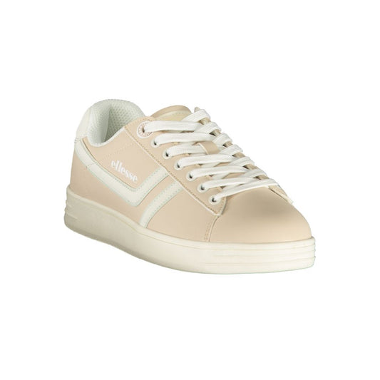 Beige polyurethane Ellesse Rosa women's sneaker with white laces and a casual, low-top sporty design.