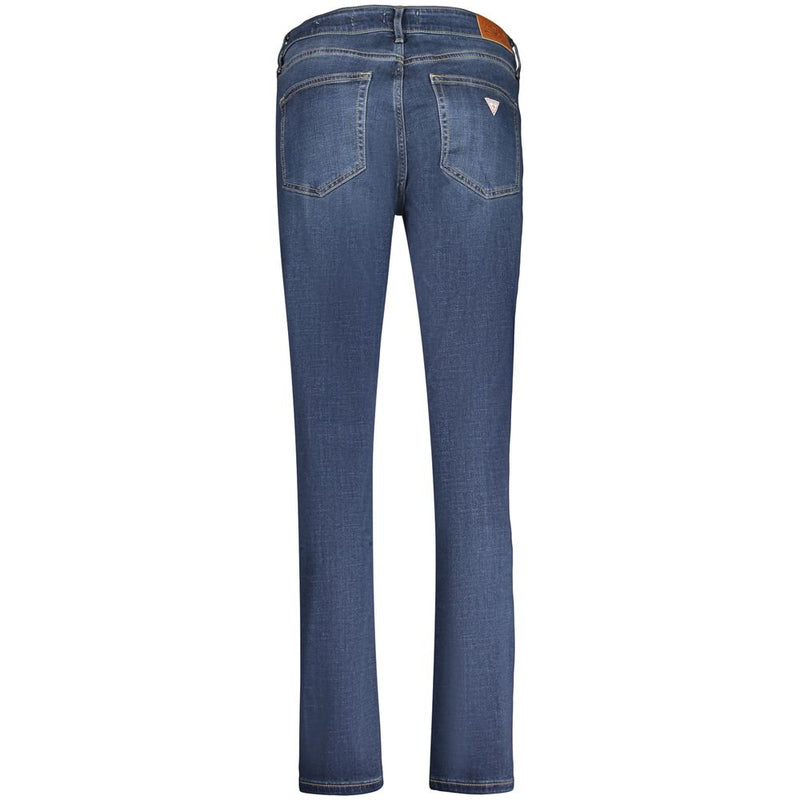Blue lyocell women's skinny jeans seen from the back