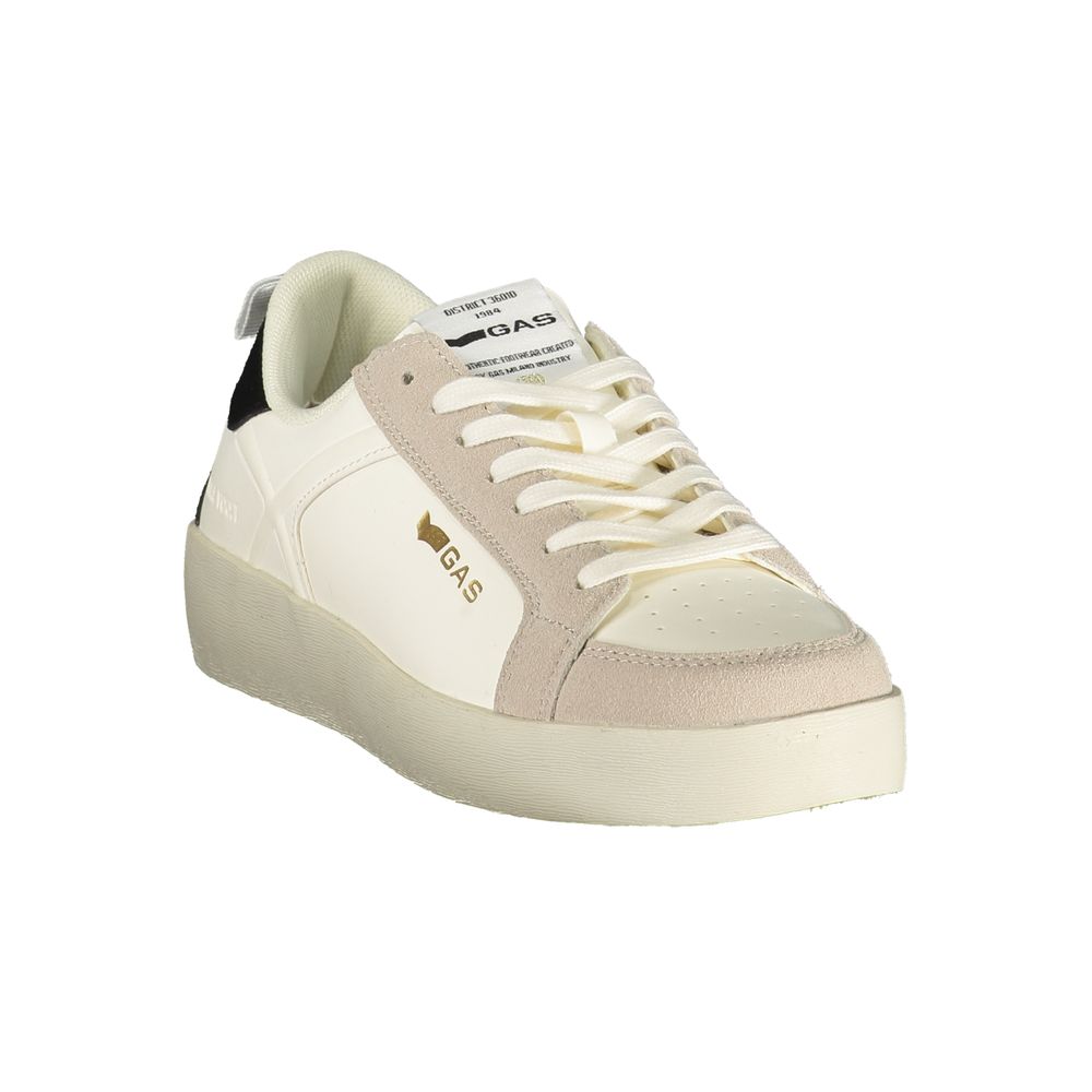 White Gas Bianco women’s sneaker in polyurethane and suede with a casual, sporty style and lace-up closure.