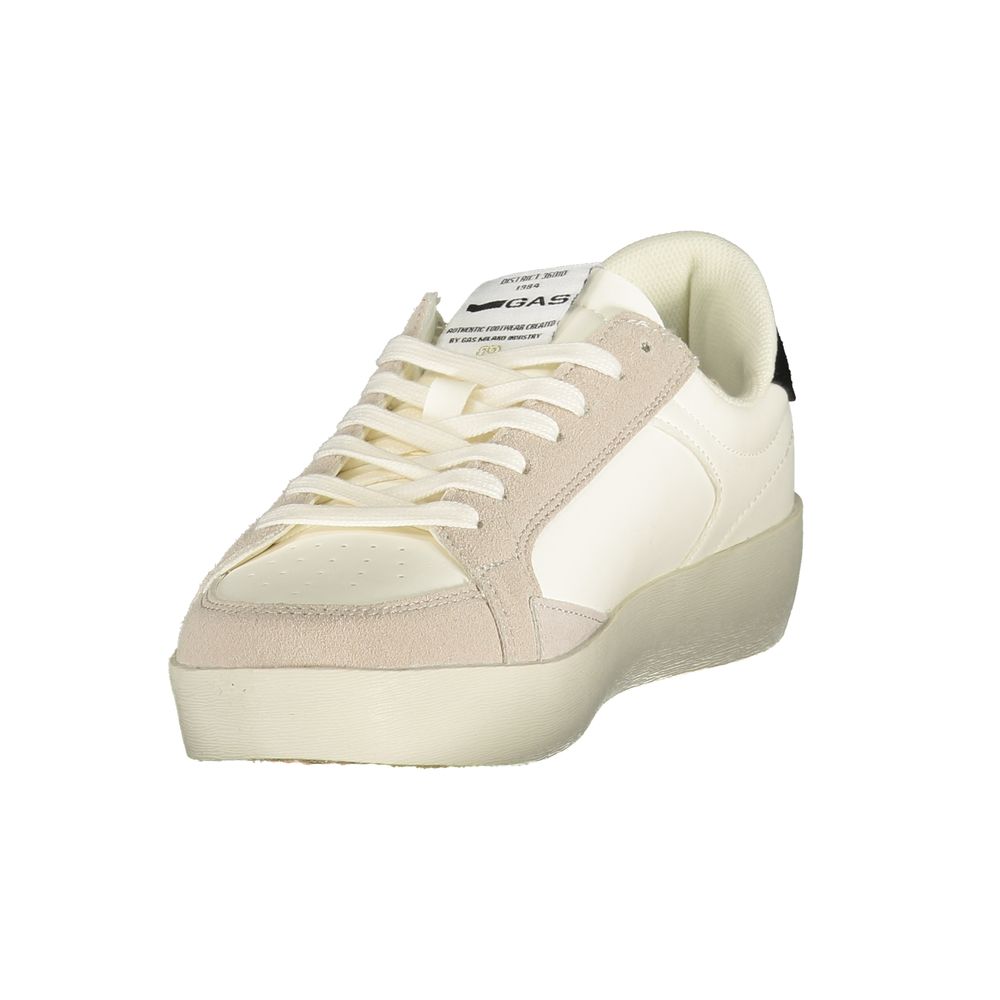 White Gas women’s platform sneakers in polyurethane and suede with lace-up closure.
