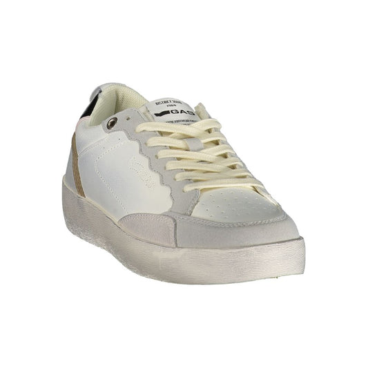 White and gray polyurethane Gas women's sneaker with lace-up casual style.