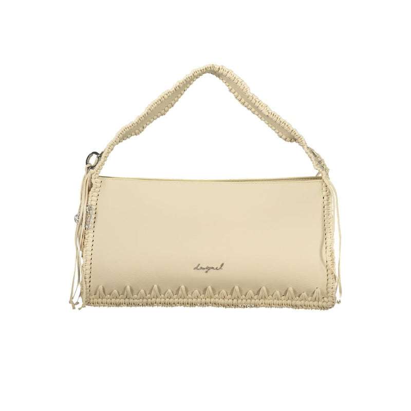 Desigual beige polyurethane women handbag with woven strap and details