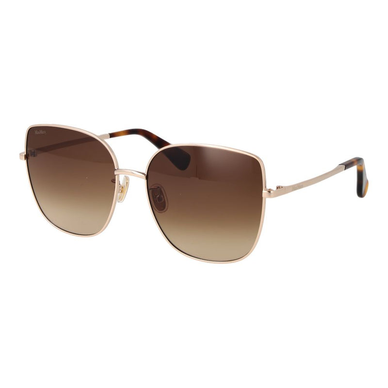 Max Mara rose gold metal sunglasses with brown gradient lenses and tortoiseshell temple tips