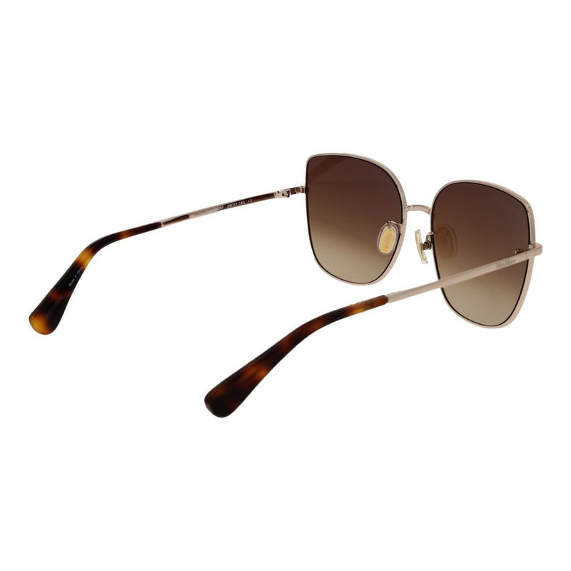 Max Mara rose gold metal sunglasses with gradient brown lenses and tortoise temple tips