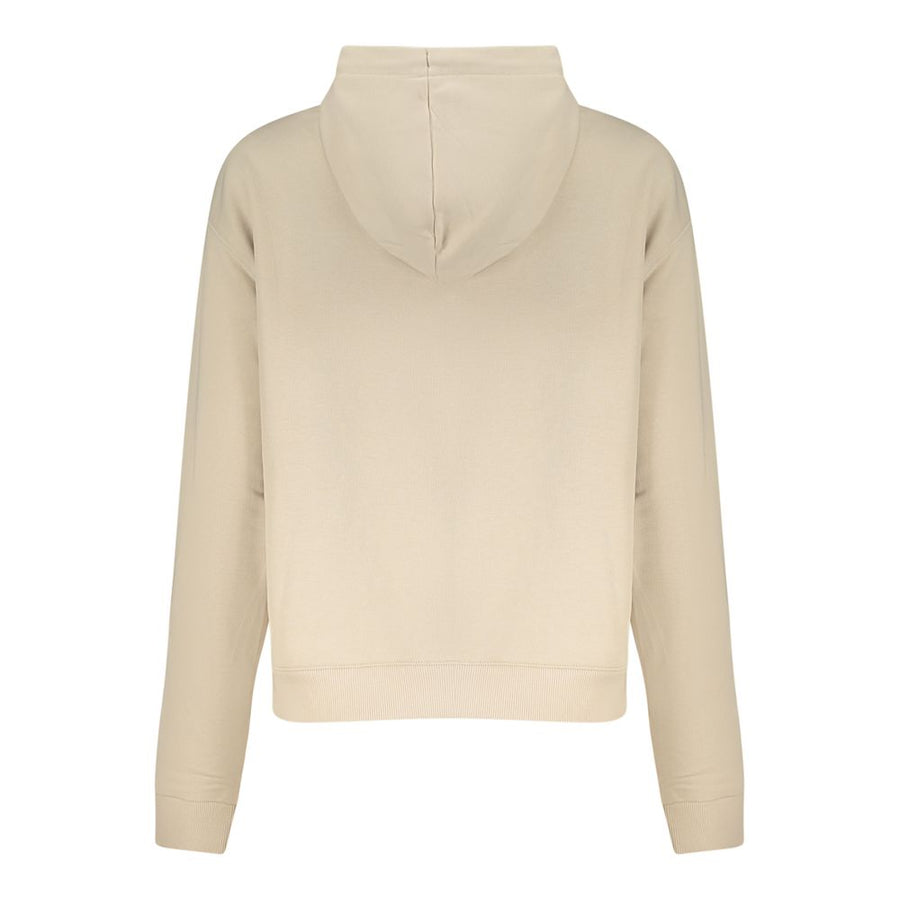 Beige cotton Converse women's hoodie with a white collegiate logo and kangaroo pocket