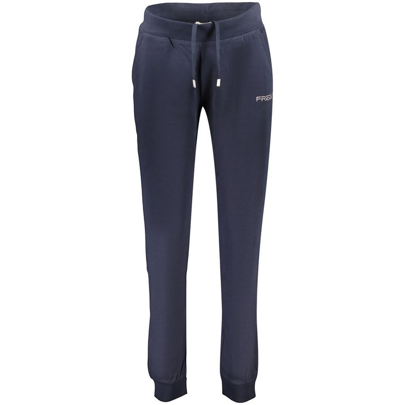 Navy blue cotton women's sweatpants with drawstring waistband and ribbed cuffs