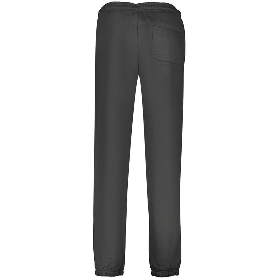 Black cotton women's sweatpants with white drawstring waist and cuffed ankles