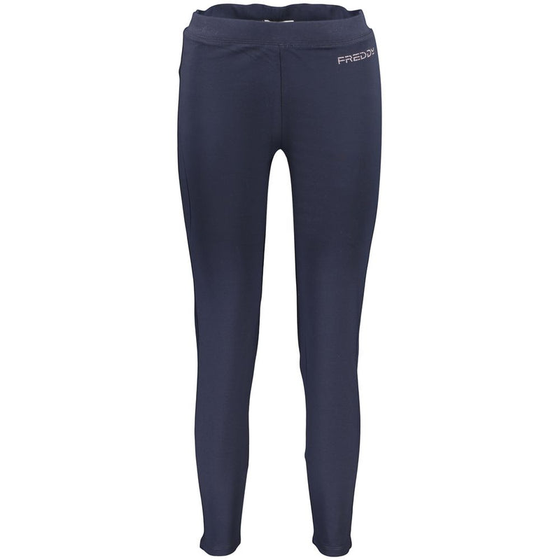 Freddy blue cotton women's cropped leggings with elastic waist