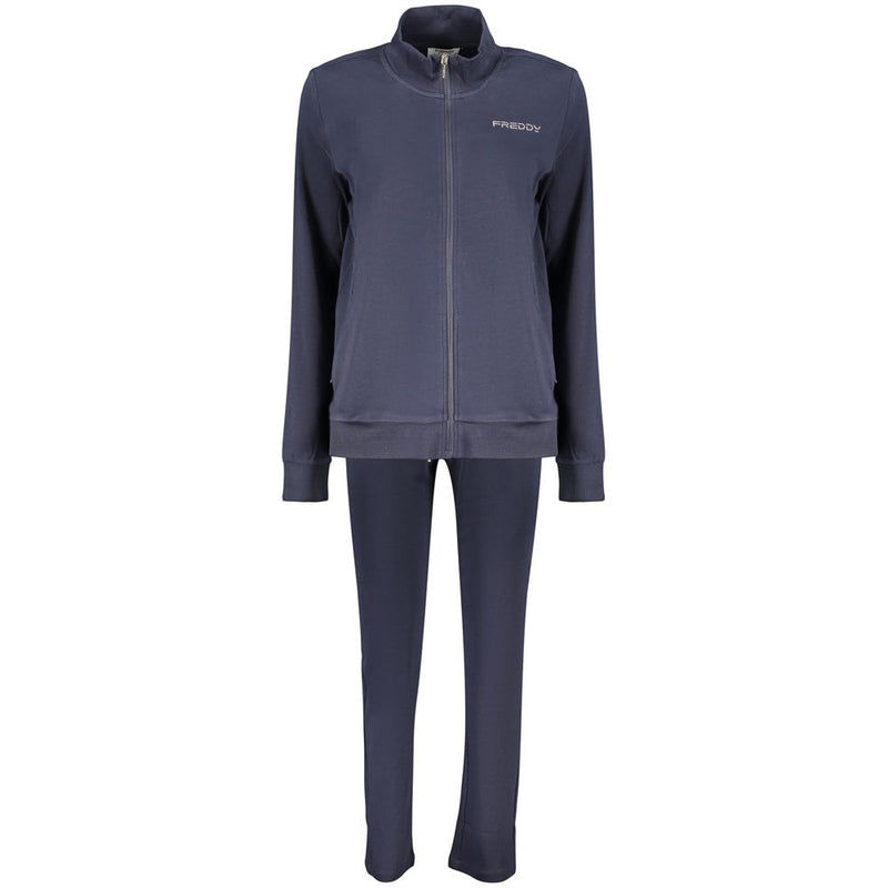 Freddy blue cotton zip-up women's sweatshirt and pants set