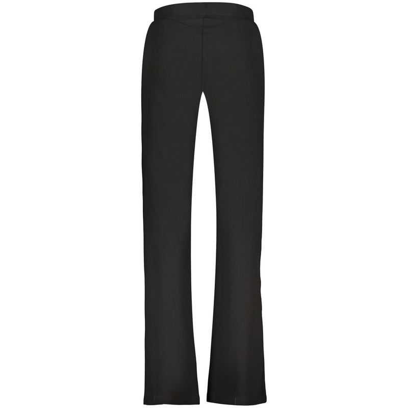 Black cotton women's trousers with a regular fit and straight legs