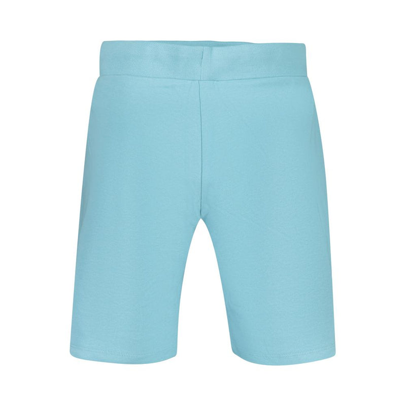 Light blue cotton women's athletic shorts with a wide elastic waistband