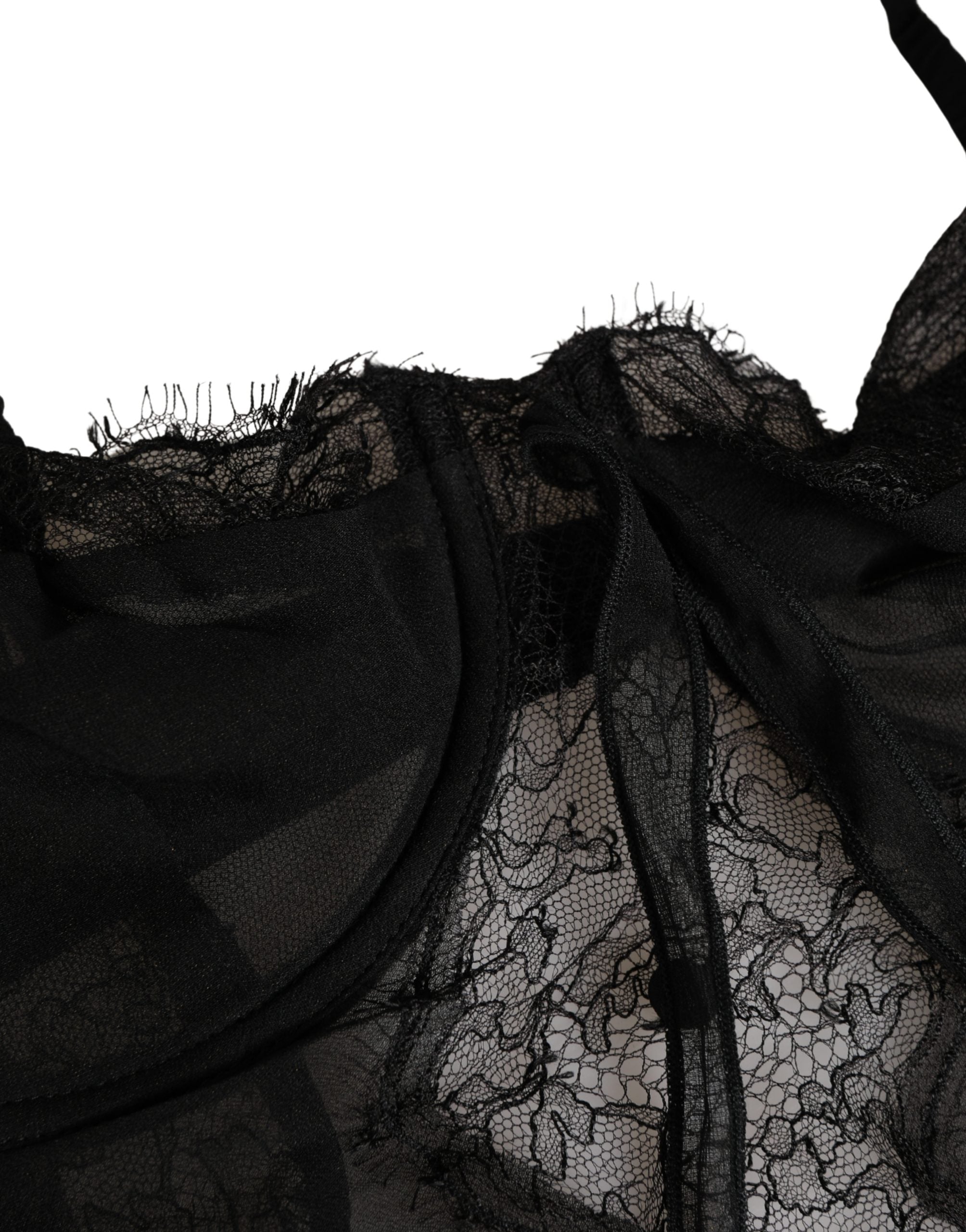 Dolce & Gabbana Black Silk Lace Lingerie Chemise Top Underwear