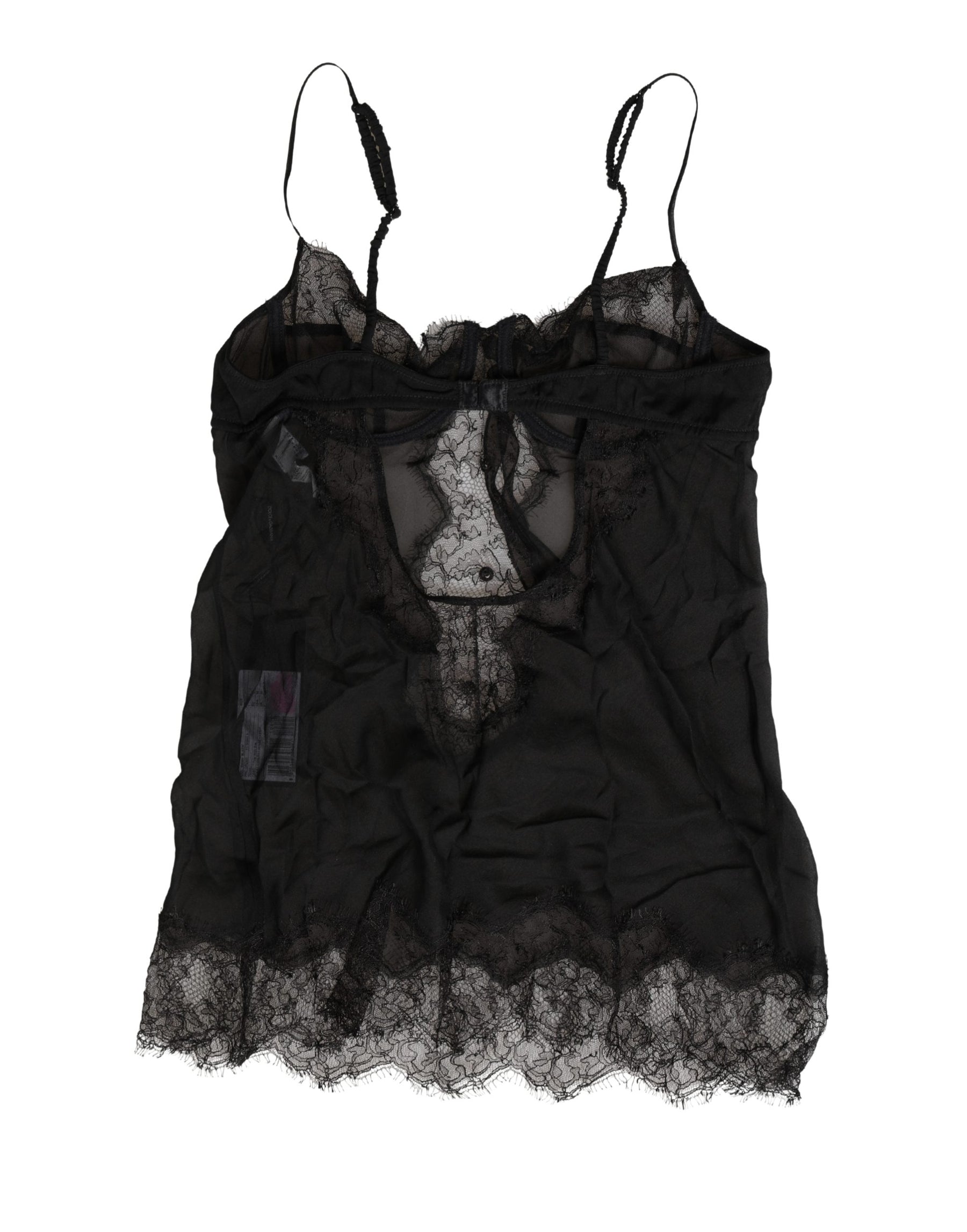 Dolce & Gabbana Black Silk Lace Lingerie Chemise Top Underwear