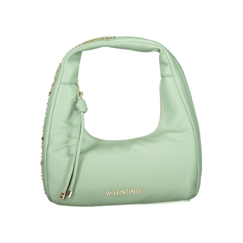 Mint green polyurethane shoulder bag with gold hardware and logo