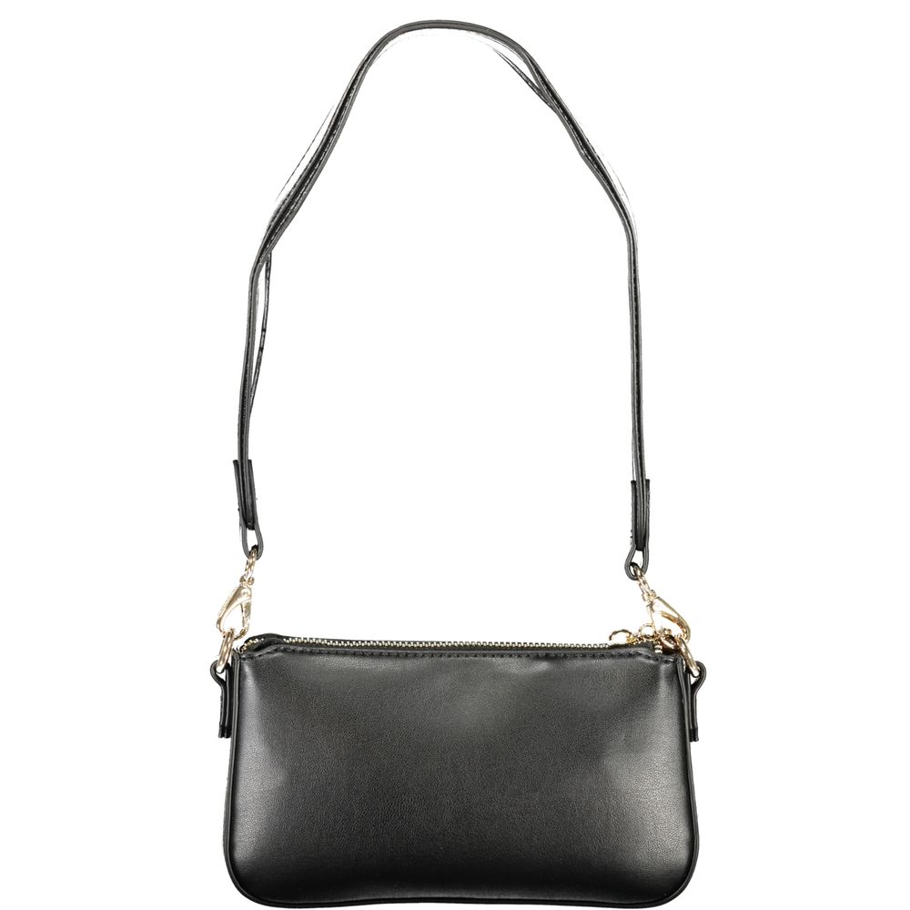 Mario Valentino Nero Poliuretano Women's Handbag with Adjustable Shoulder Strap