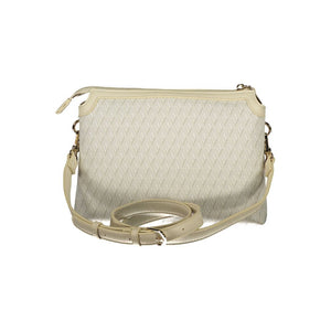 Mario Valentino Beige Polyurethane Women's Bag with Adjustable Shoulder Strap