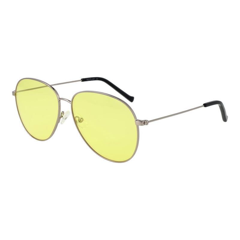 Silver metal aviator sunglasses with yellow lenses