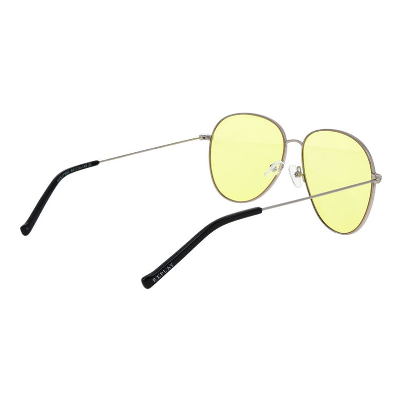 Replay silver metal aviator sunglasses with yellow tinted lenses and black temple tips