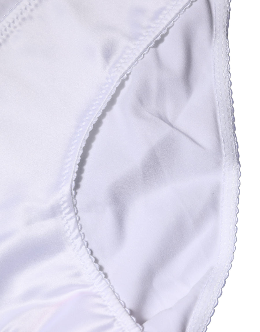 Dolce & Gabbana White Silk Stretch Mid Waist Brief Panty Underwear