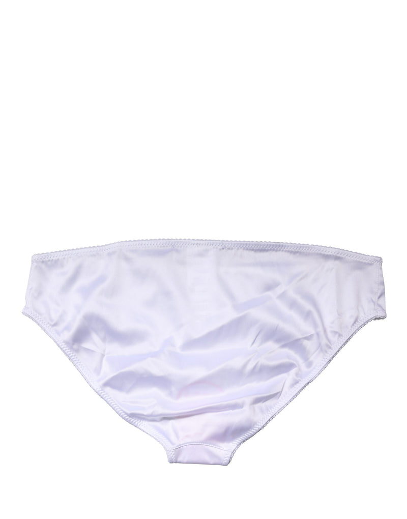 White silk stretch mid-waist brief panty underwear