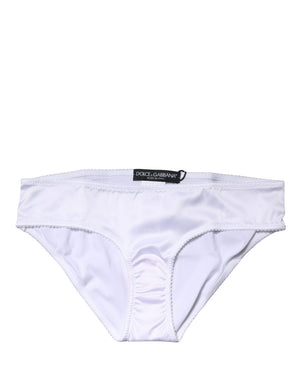 Dolce & Gabbana White Silk Stretch Mid Waist Brief Panty Underwear