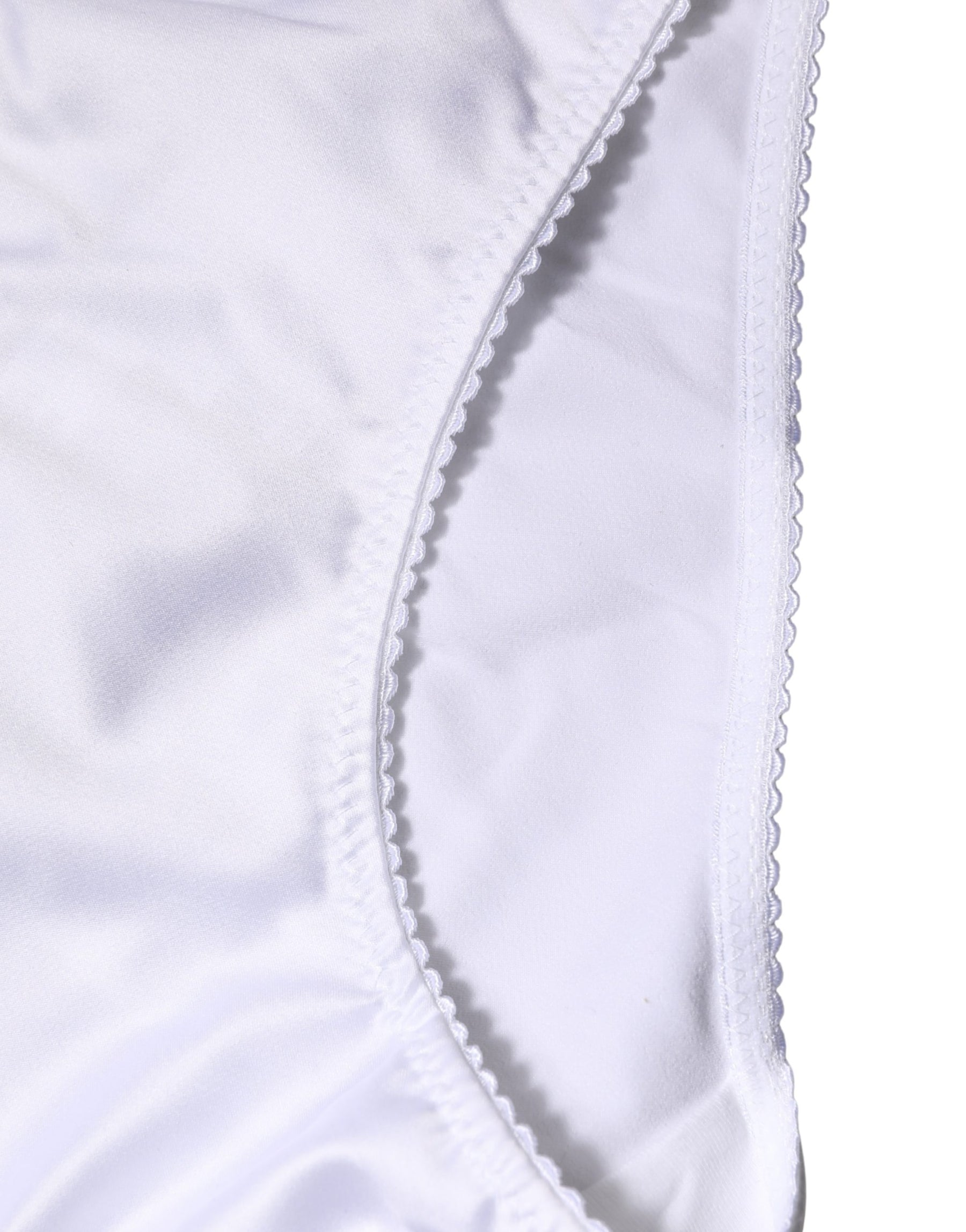 Dolce & Gabbana White Silk Stretch Mid Waist Brief Panty Underwear