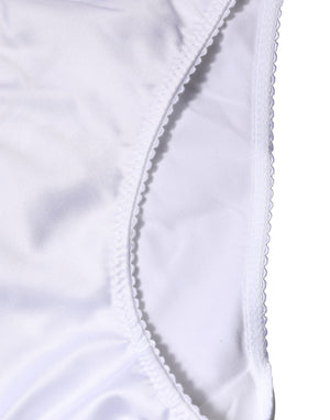 Dolce & Gabbana White Silk Stretch Mid Waist Brief Panty Underwear