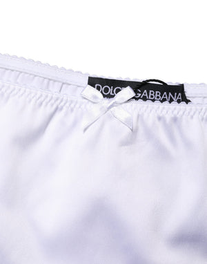 Dolce & Gabbana White Silk Stretch Mid Waist Brief Panty Underwear