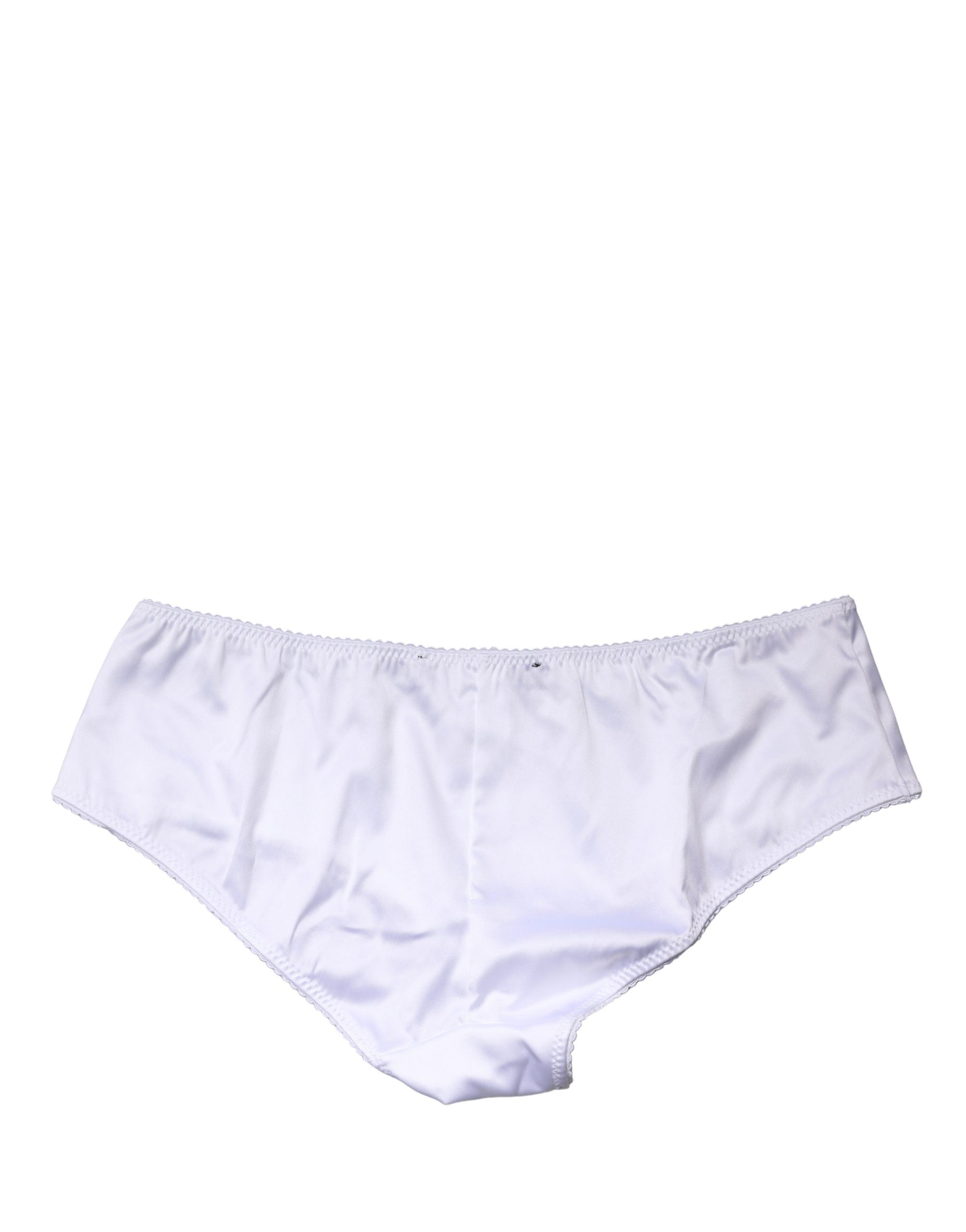 Dolce & Gabbana White Silk Stretch Mid Waist Brief Panty Underwear