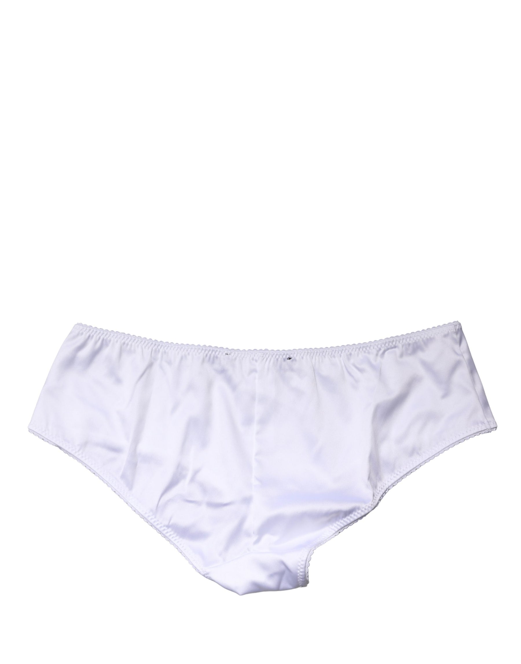 Dolce & Gabbana White Silk Stretch Mid Waist Brief Panty Underwear