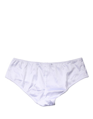 Dolce & Gabbana White Silk Stretch Mid Waist Brief Panty Underwear