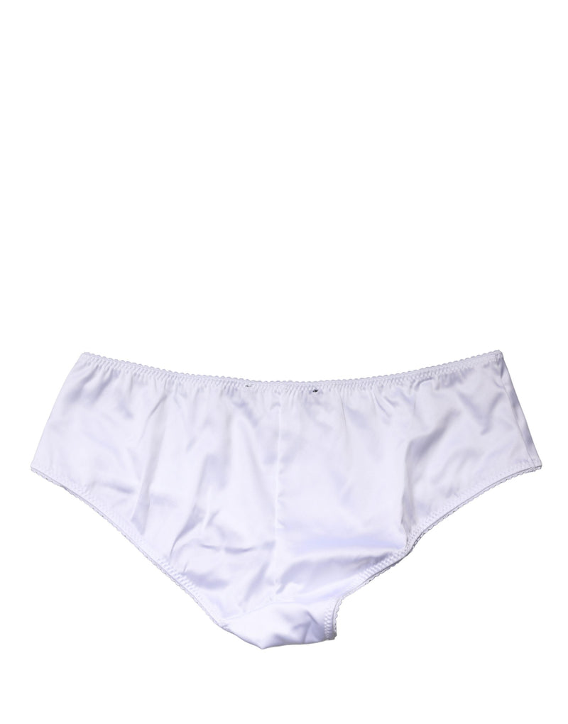 White silk stretch mid-waist brief panty