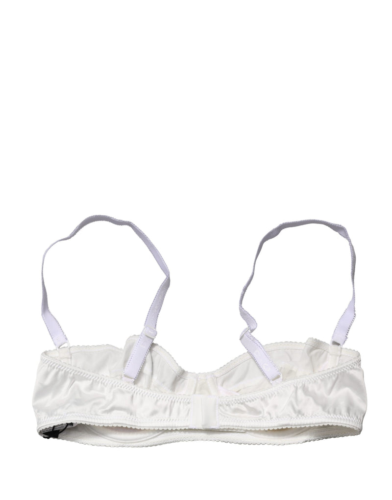 Dolce & Gabbana white satin underwire balconette bra with adjustable straps