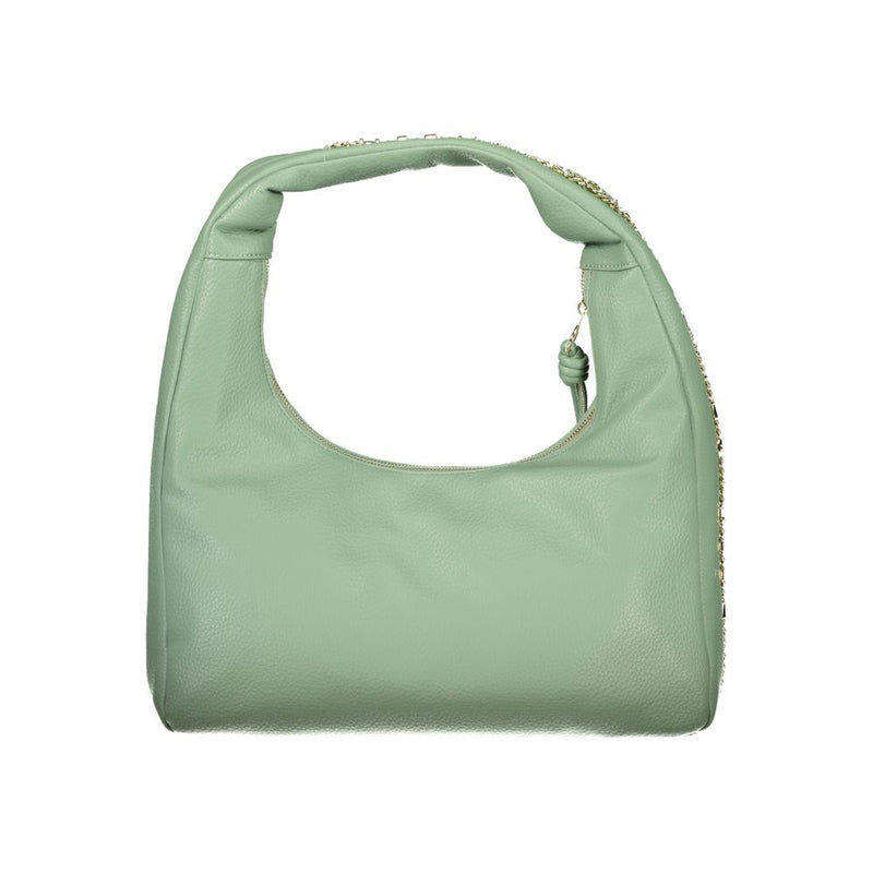 Sage green polyurethane hobo bag with a structured shape and short shoulder strap