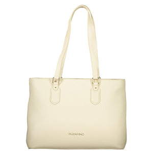 Mario Valentino Beige Polyurethane Women's Shoulder Bag with Internal Pocket