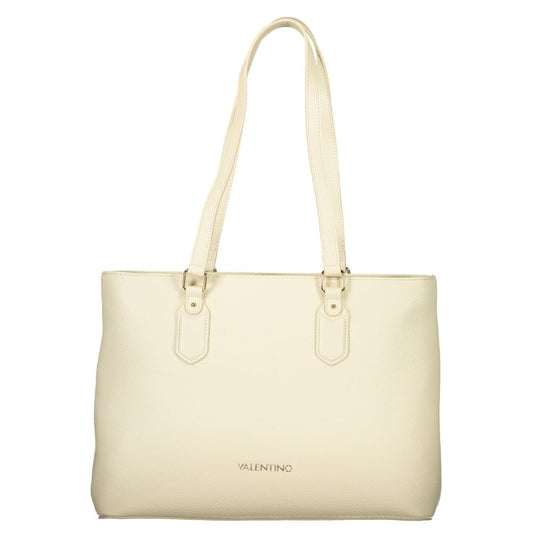 Mario Valentino Beige Polyurethane Women's Shoulder Bag with Internal Pocket