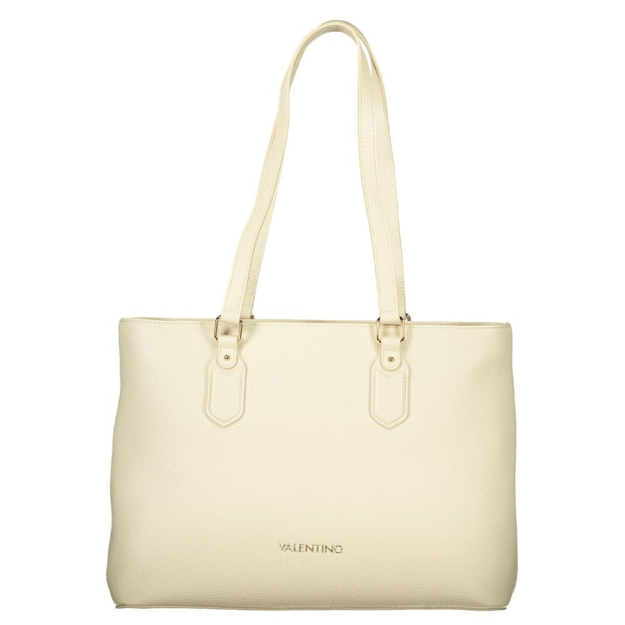 Mario Valentino Beige Polyurethane Women's Shoulder Bag with Internal Pocket